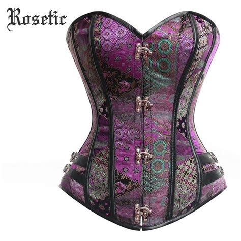 rosetic woman gothic corsets bustier sexy club girl brown pu belts