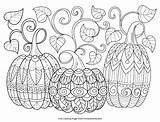 Coloring Fall Pages Autumn Halloween Adults Printable Sheets Kids Pumpkins Print Festival Zentangle Pumpkin Three Color Fun Disney Colouring Christmas sketch template