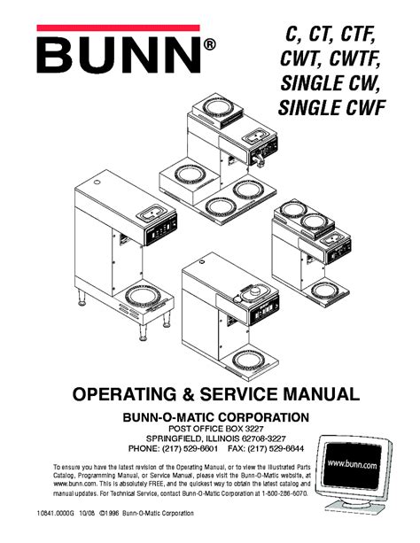 bunn  ct ctf cwt cwtf single cw cwf coffeemaker service manual  schematics eeprom