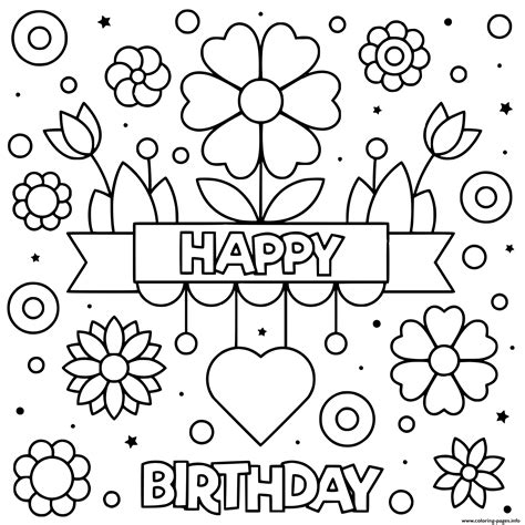 coloring pages happy birthday coloring pages flowers excelente sheet
