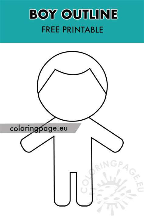 boy outline template coloring page