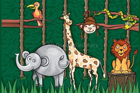 cute jungle scene  backgrounds design bundles