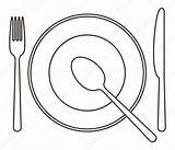 Fork Spoon Plate Knife Coloring Pages Setting Place Drawing Vector Clipart Stock Getdrawings Illustration Depositphotos Color Getcolorings sketch template