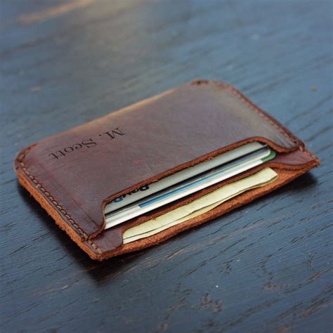 personalized front pocket double sleeve mens leather wallet