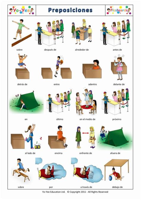 prepositions  place flashcards  kids