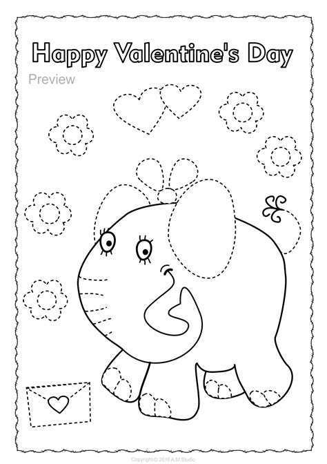 valentines day trace  color pages fine motor skills morning