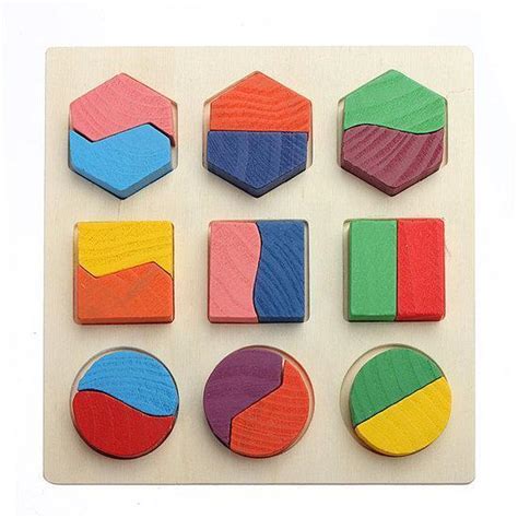 wooden geometry block puzzle montessori early learning ed huntingadcom