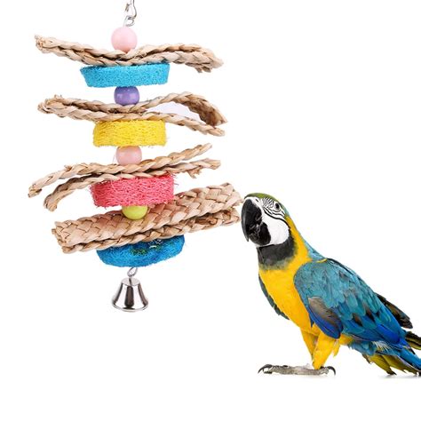 colorful parrot toys natural wood pet bird parrot chew toys bird cage toys  conures parakeet