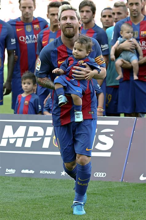 Leo Messi With His Son Mateo During La Liga Match Between F C