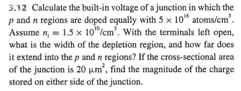 solved calculate  built  voltage   junction   cheggcom