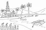 Pemandangan Mewarnai Pantai Anak Pura Objek Perahu Bermain Lucu sketch template