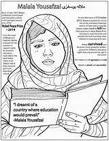 Malala Yousafzai History Nobel Recipient Coloringbook Feminist Parks sketch template
