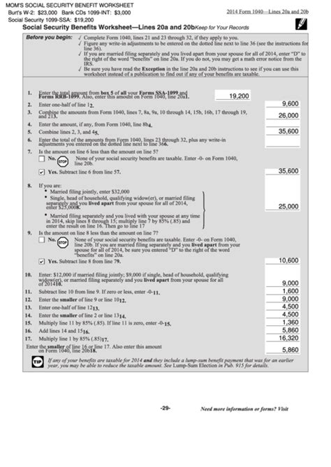 form  social security tax worksheet  tax forms  printable