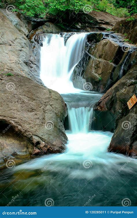 small waterfall flowing  rocks  nature stock image image