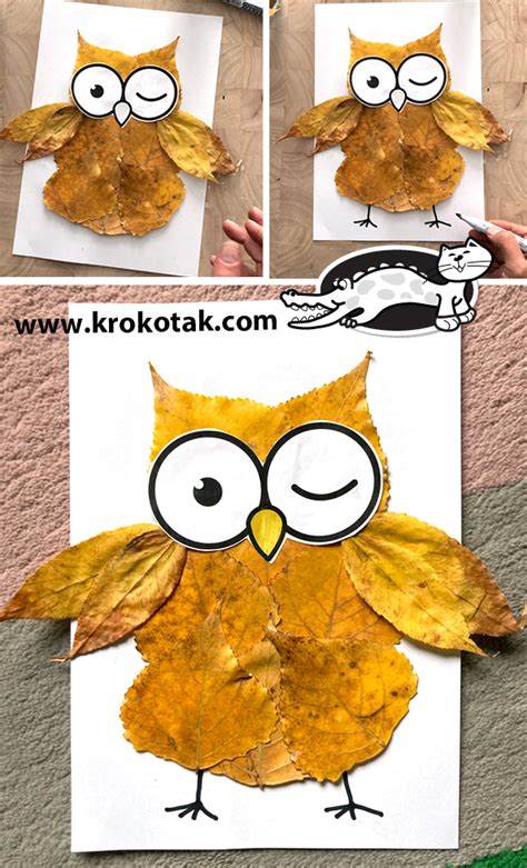 krokotak fall leaf owl craft