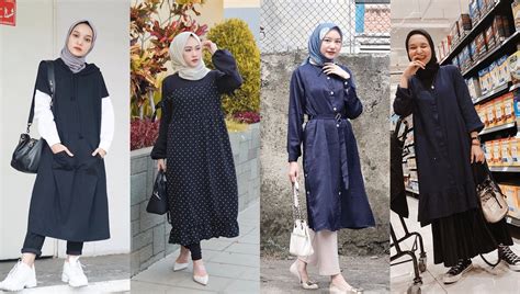 style hijab warna navy