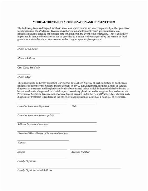 medical consent form template unique medical authorization form