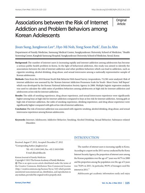 pdf associations between the risk of internet addiction and problem