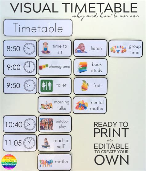 great visual schedule  editable visual schedule   great