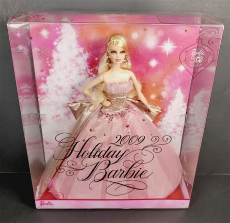 new 2009 holiday barbie doll blonde pink dress 50 year anniversary