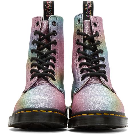 dr martens leather multicolor pascal rainbow glitter boots lyst