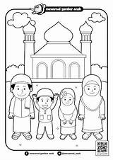 Mewarnai Ramadhan Masjid Pergi Bulan sketch template