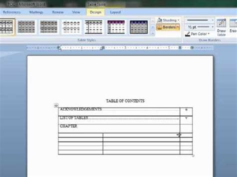 table  contents  edition  formatting  ed