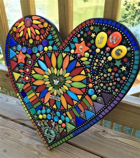 Mosaic Heart 16x16 Custom Multicolored Glass Etsy In 2020 Glitter