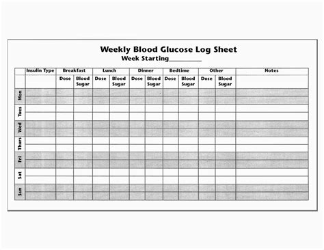 blood sugar log  printable