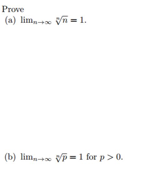Solved Prove Lim N Rightarrow Infinity N Squareroot N 1