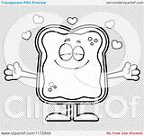 Cartoon Jam Toast Mascot Loving Outlined Coloring Clipart Vector Illustration Transparent Cory Thoman Background Regarding Notes Quick sketch template