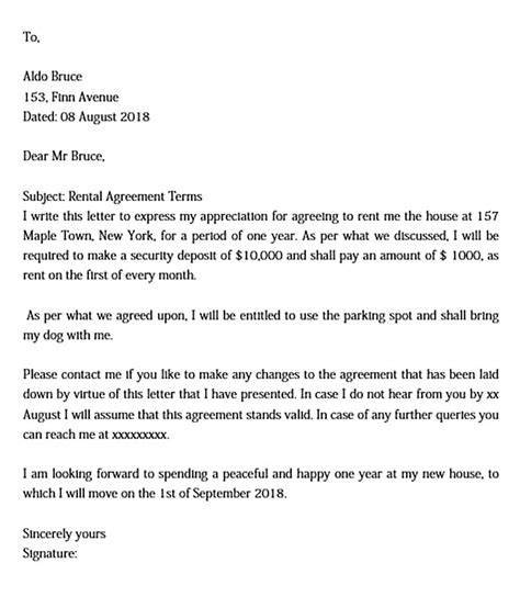 sample letter  rent  house  letter template collection