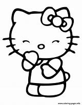 Hello Kitty Closed Eyes Coloring Pages Smiling Printable Drawing Book Getdrawings sketch template