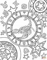 Zodiac Aquarius Astrology Scorpius Adults Mandala Símbolo Shadows Supercoloring Escorpio sketch template