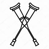 Crutches Muletas Icono Forearm Contorno sketch template