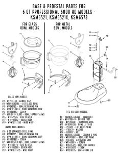 kitchenaid  quart professional  parts diagrams