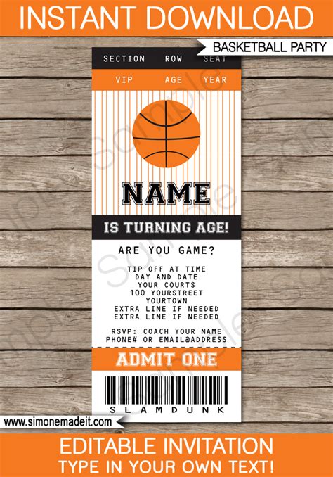 basketball ticket invitation template basketball invitations
