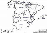 Spain Maps Outline Blank Communities Autonomous Espagne Names Europa Provinces sketch template