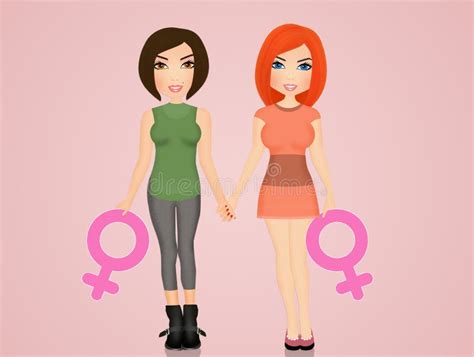 illustration of lesbian couple stock illustration illustration of