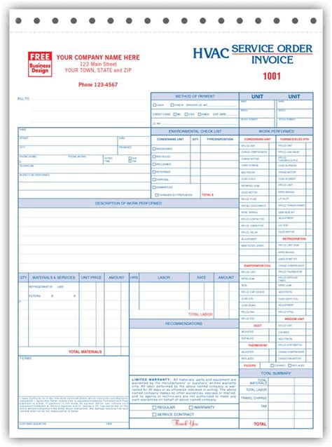 hvac forms images  pinterest sample resume invoice template