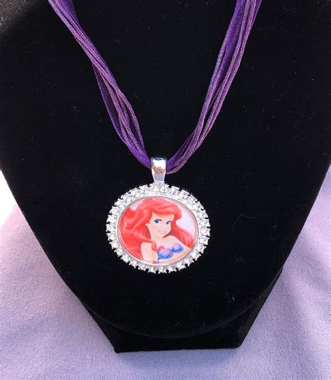 disney inspired silver pendant necklace princess ariel  etsy