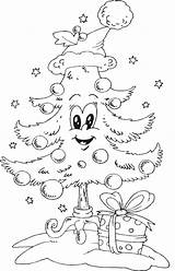 Tree Santa Coloring Hat Christmas раскраски Happy Cute Adults Color Drawing sketch template