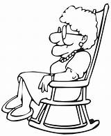 Coloring Old Grandma Lady Grandmother Sitting Pages Drawing Clipart Chair Grand Printable Kids Cliparts Colouring Cartoon Mother Tree Clip Rocking sketch template