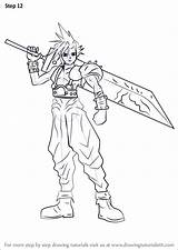 Fantasy Final Cloud Drawing Strife Draw Step Tutorials sketch template