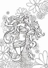 Goddess Anime Template Pages Coloring Flower Lineart sketch template