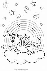 Unicorn Coloring Pages Rainbow Cute Hearts Printable Print Colorful Girls Color Kids Easy Animal Colouring Adults Heart Sheet Sheets Printcolorcraft sketch template