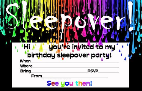 printable birthday invitations  boys sleepover printable