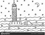 Faro Notte Vettore Lighthouse Intreccio Arabesque Incantata Foresta Librairie Coloritura sketch template