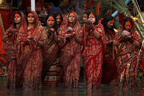 on chhath puja devotees across the country offer prayer to sun god