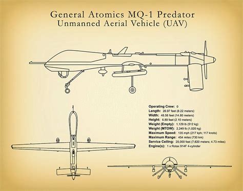 mq  predator uav drone spy plane drawing reconnaissance aircraft art print poster cia spy